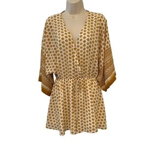 Sage The Label‎ Gold and Cream Wrap Deep V Romper Medium Pre-owned